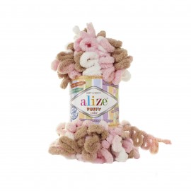 ALIZE PUFFY COLOR 6046 розовый/беж/белый